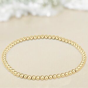 Bracelet gold bead stretchy, bead gold bracelets stack, Waterproof, Size 6,7,8